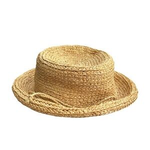 Scala Straw Sun Hat 3” Brim Wear Two Ways Excellent Condition